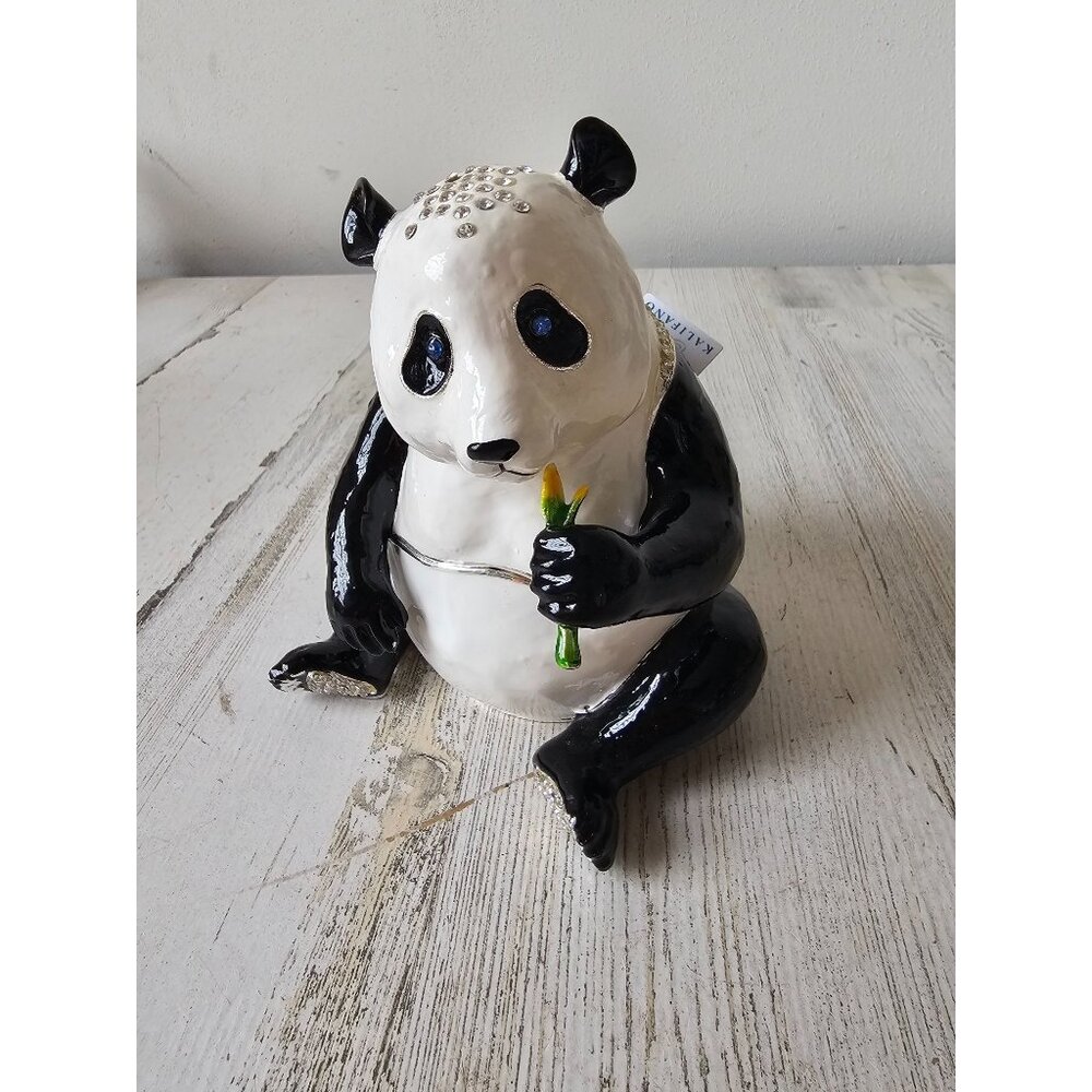 Kalifano large Panda trinket jewelry box keepsake rhinestone jeweled unique bear
